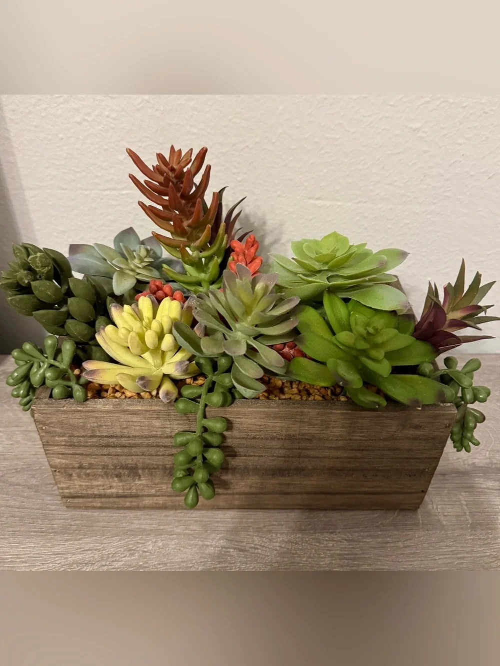 Better Homes & Gardens Faux Succulent Arrangement in a Wooden Box (9.75 x 6.5 in